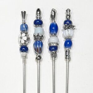 Elegant Silver and Blue Martini/Cocktail/Charcuterie Board Sticks